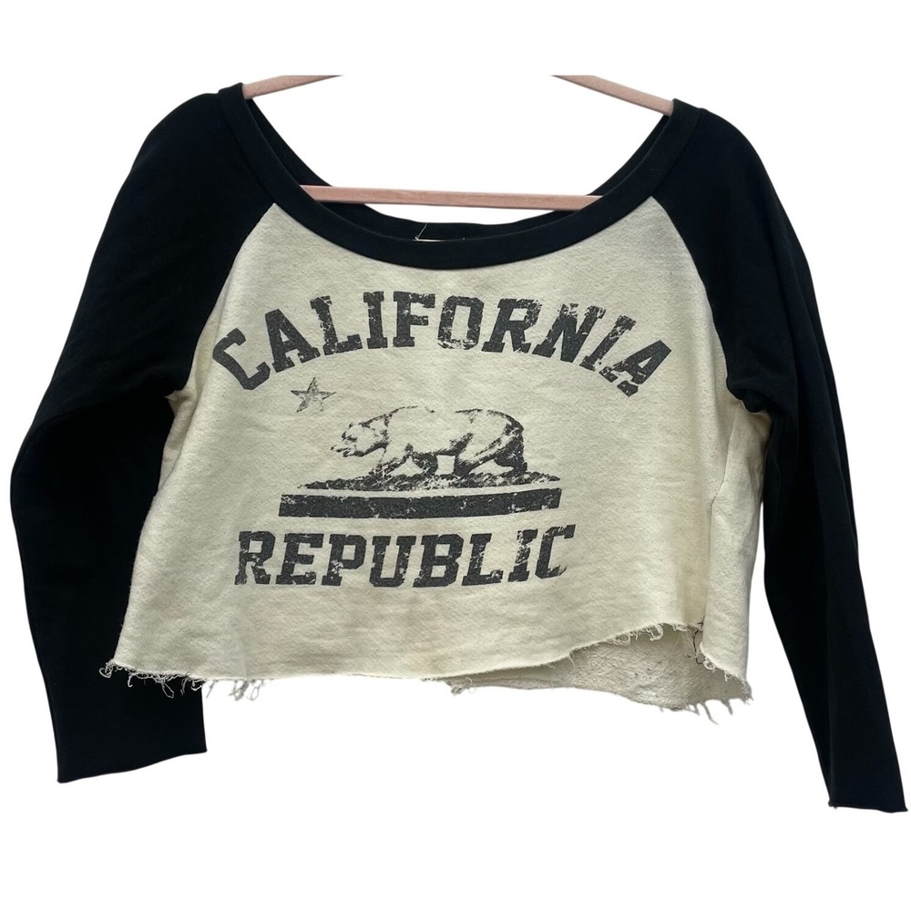 California Republic Crop Top Small Raglan Graphic Tee Tres Bien